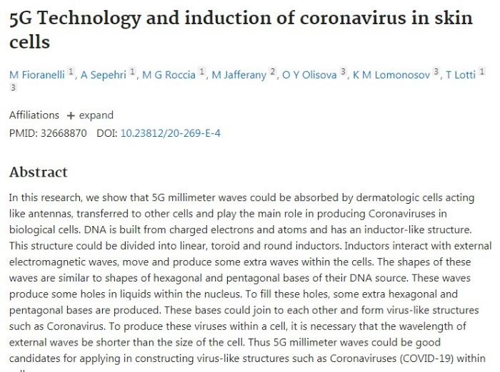 В научном журнале появилась статья о том, как 5G вызывает Covid-19.