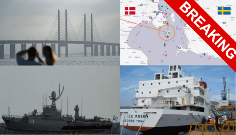 В Балтийском море столкнулись российский фрегат и торговое судно.