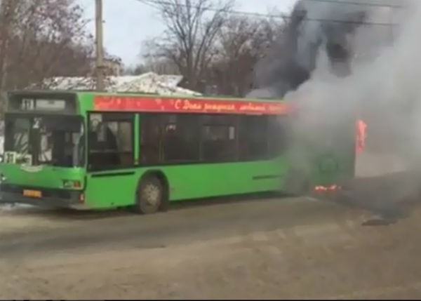 В Красноярске на 100% сгорел маршрутный автобус