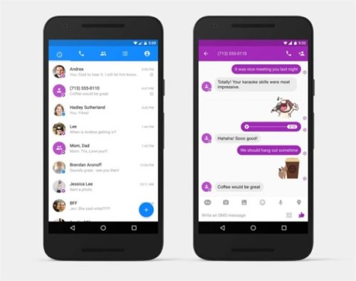 Фейсбук Messenger для андроид сейчас поддерживает SMS