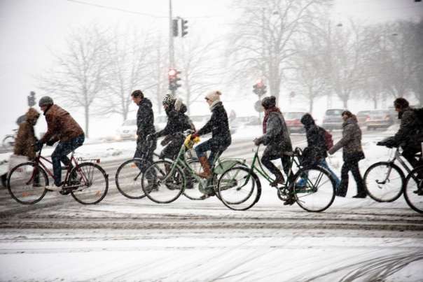 Не менее 500 человек приняли участие в зимнем велопараде в российской столице