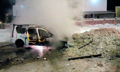 В Перми после ДТП сгорело такси