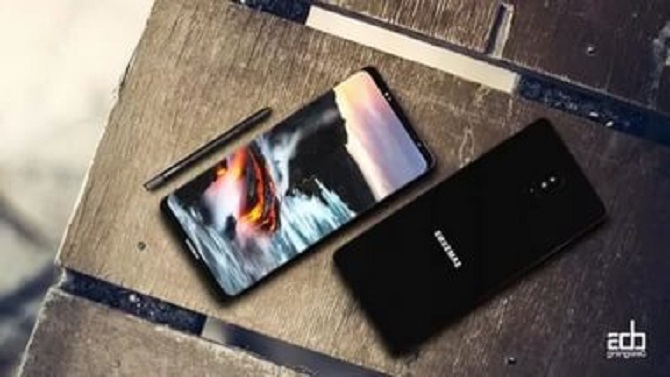 Рендер Самсунг Galaxy Note 8 с «бесконечным» дисплеем и двойной камерой