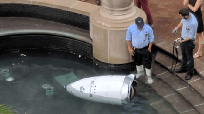 «Синий CYBERKIT»: робот-охранник в США «утопился» в фонтане