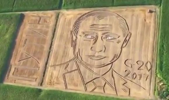 Итальянский фермер «нарисовал» трактором на своем поле портрет В.Путина