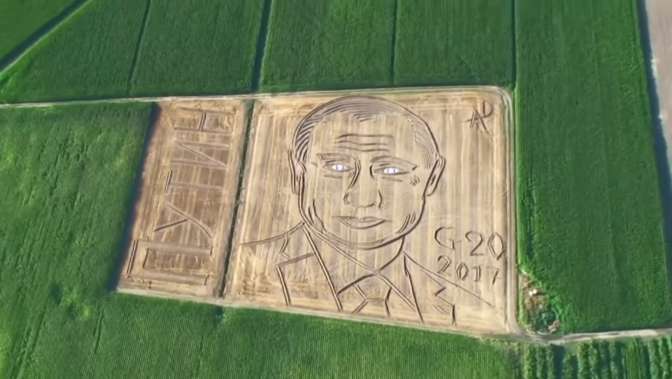 Русский спутник снял изображенный на пшеничном поле портрет В.Путина