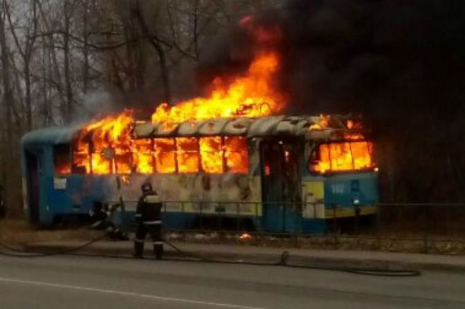 В Хабаровске произошёл пожар в салоне трамвая