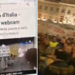 Протестующие утверждают, что итальянские власти вмешались в `` живую веб-камеру '', чтобы показать пустую площадь вместо огромного митинга против вакцинации паспортов.