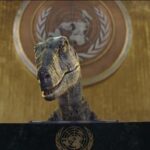 Рептилоиды у руля ООН?  Твиттер раскололся после того, как динозавр из компьютерной графики прочитал людям лекции о недостатках вымирания - RT World News