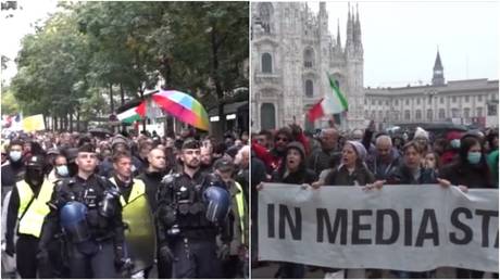 Тысячи митингов против обязательного пропуска Covid-19 в Париже и Милане