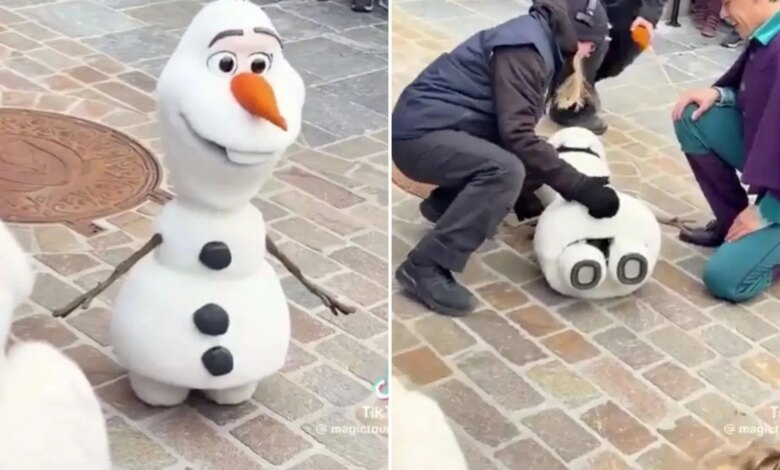 Технологический провал: Робот Олаф упал при первом показе в Диснейленде