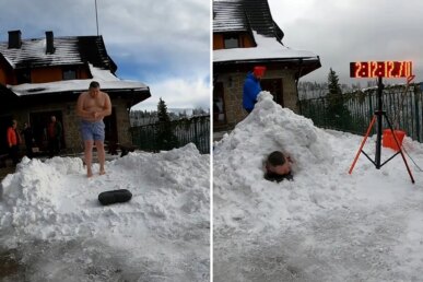 Ледяное спокойствие: поляк провел больше двух часов в сугробе и установил мировой рекорд