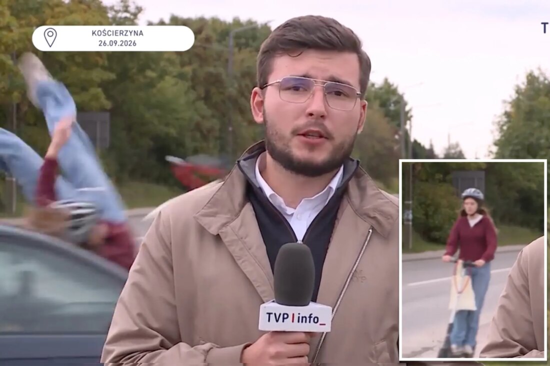 Польский репортёр снял на видео, как машина сбила девочку в прямом эфире