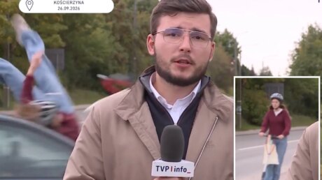 Польский репортёр снял на видео, как машина сбила девочку в прямом эфире