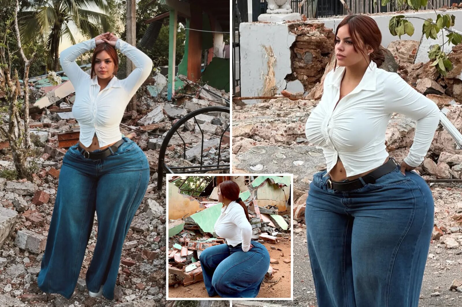 Инфлюенсер раскритикована за фотосессию на фоне разрушенных землетрясением домов в Панаме