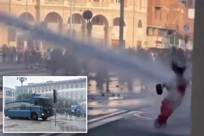 Женщина в красном и водомёт: как протесты в Италии переросли в насилие