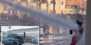Женщина в красном и водомёт: как протесты в Италии переросли в насилие